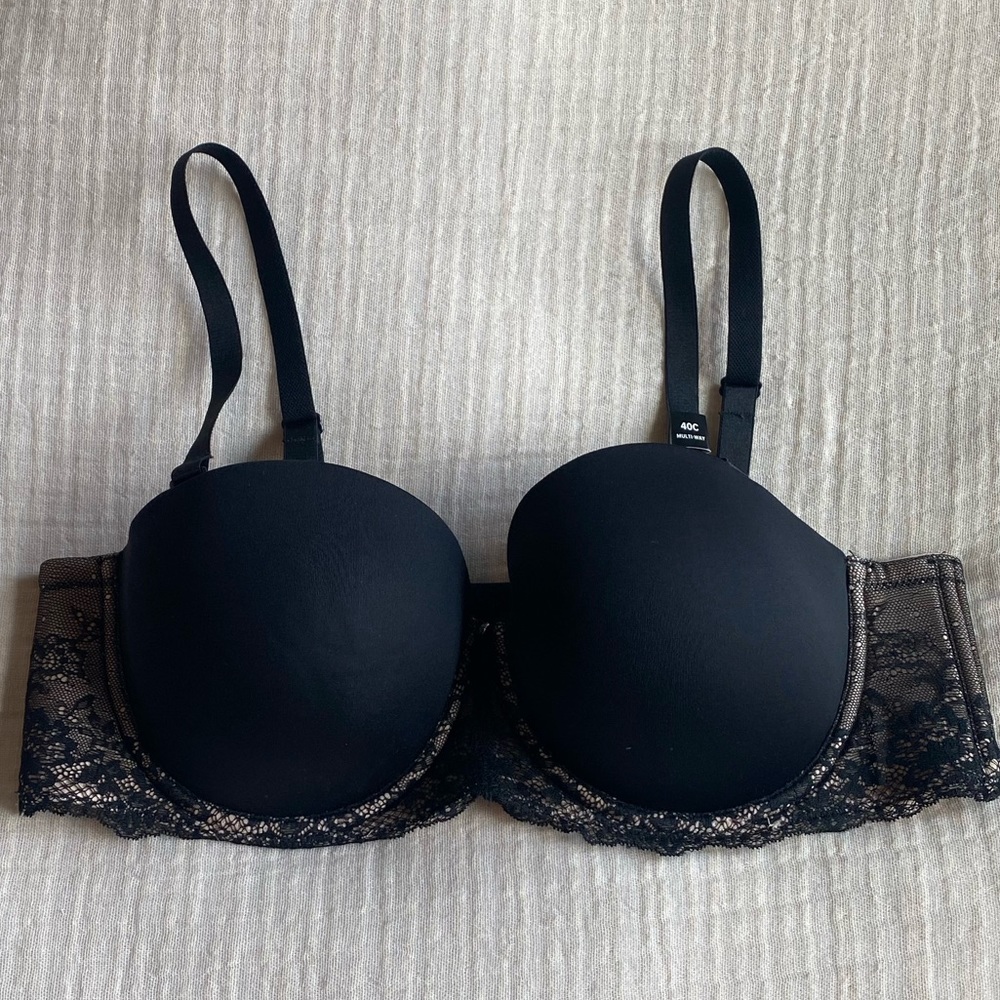 NWT Torrid Black/Tan Lace Multi-Way Strapless Bra 40C